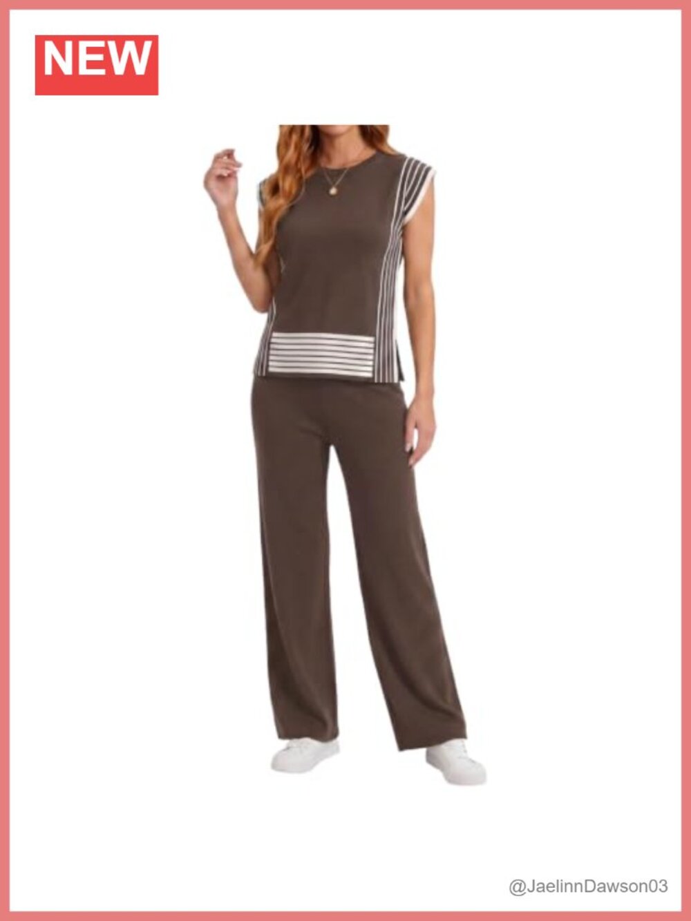 Soft Knit Sleeveless Top Wide Leg Pant Lounge Set 2 Piece